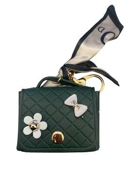 AirPod Holder Key Chain/Bag Charm  Dark Green Quilted